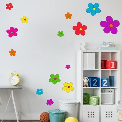 INSPIO Samolepka na zeď - Samolepky barevné květiny květiny rudá, fialová, plnobarevný motiv rozměry 50x90 – Zboží Mobilmania