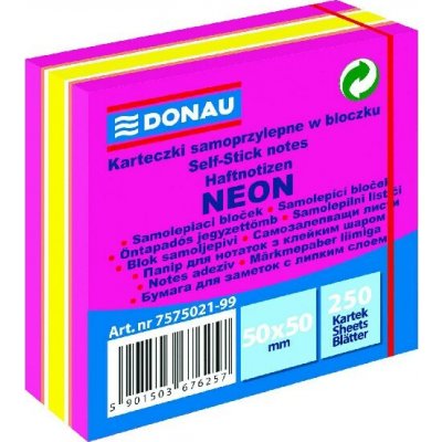 Samolepicí blok poznámek DONAU 50 × 50 mm, 250 listů, smíšené neonové barvy, růžová, 7575021-99 – Hledejceny.cz