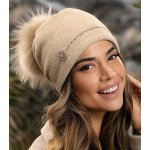 Krumlovanka dámská zimní čepice s bambulí 100% Woolmark W-832/960 béžový melange – Hledejceny.cz