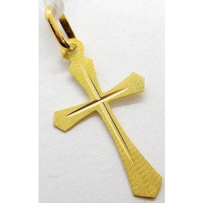Klenoty Budín Dámský zlatý přívěsek křížek s gravírováním GUPYN 36491