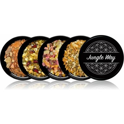 Jungle Way Discovery set Jungle Way Man Power vykuřovadla 5 g + Jungle Way Open Heart vykuřovadla 5 g + Jungle Way Attract Money vykuřovadla 5 g + Jungle Way Pure Focus vykuřovadla 5 g – Hledejceny.cz