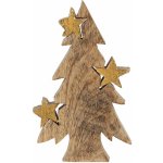 Dřevěná dekorace Vánoční strom s hvězdami 10*3*16 cm