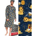 Pánská noční košile s čepičkou na spaní Leo lev s pivem modrá – Sleviste.cz