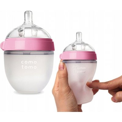 Comotomo silikonová kojenecká láhev anti colic Mom’s Breast Pink Newborn 150 ml – Zboží Mobilmania