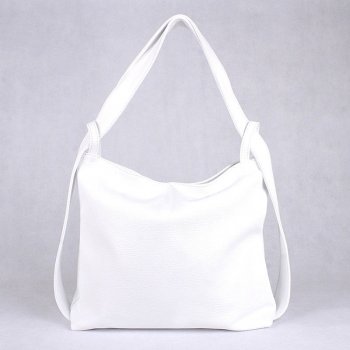 Kabelka a batoh v 1 velká kožená bílá kabelka na rameno a batoh 7712