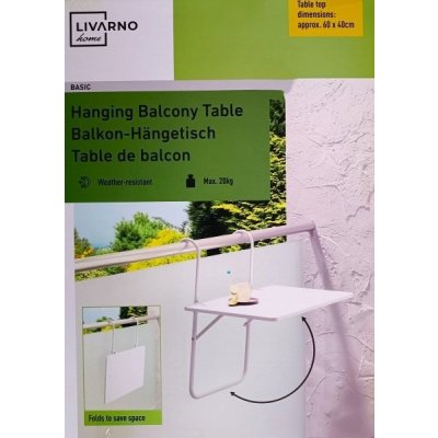 LIVARNO home Závěsný stolek na balkón Basic 444047, bílá – Zboží Mobilmania