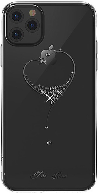Pouzdro KINGXBAR Apple iPhone 11 Pro - čiré s kamínky Swarovski - srdce - černé