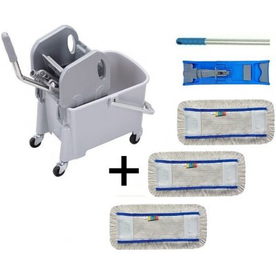 uklidshop Mopset Úklidový vozík malý + FLIPPER Mop sestava s 3mi návleky 40 cm – Sleviste.cz