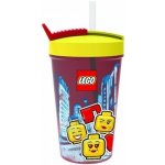 LEGO® Iconic Girl kelímek s brčkem žlutá červená 500 ml – Sleviste.cz