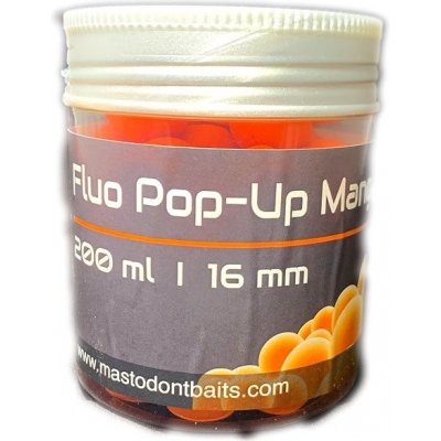 Mastodont Baits Fluo Pop-Up boilies Mango 200ml 16mm Oranžová