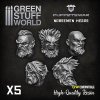 Příslušenství ke společenským hrám Dekorace Green Stuff World: Norsemen Heads, 5 ks