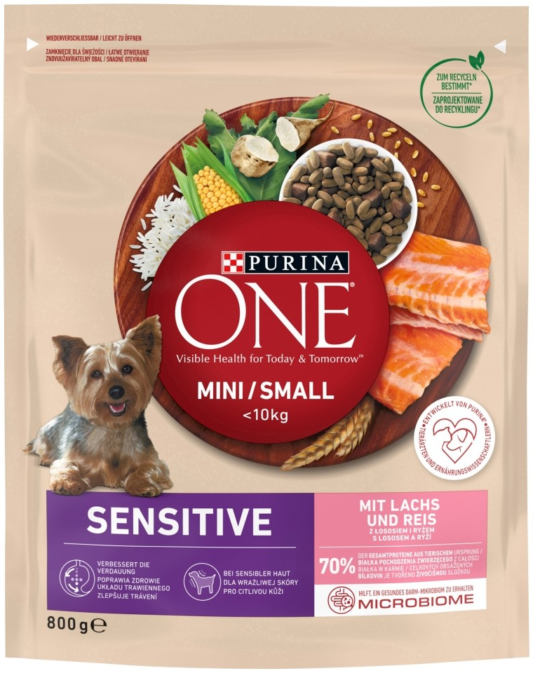 Purina One Dog Adult Mini/Small Sensitive Salmon 8 x 0,8 kg