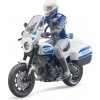 Sběratelský model Bruder Policejní motocykl Ducati Scrambler s policejním příslušníkem 1:16