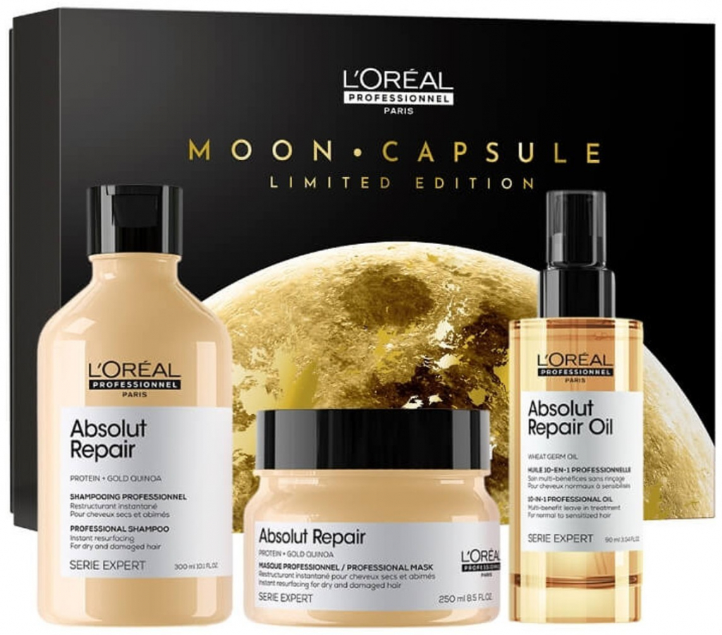 L´oréal Professionnel Serie Expert Absolut Repair Trio Vánoční Set - Šampon 300 ml + maska 250 ml + olej 90 ml dárková sada