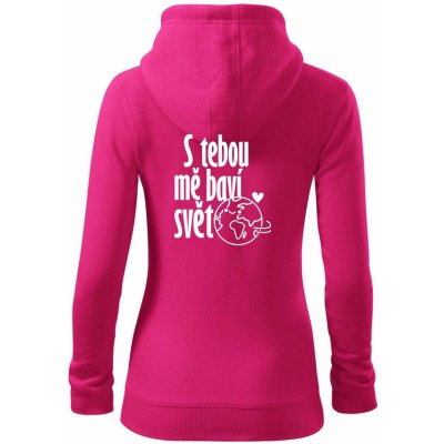 S tebou mě baví svět dámská mikina trendy zipper s kapucí Purpurová – Hledejceny.cz