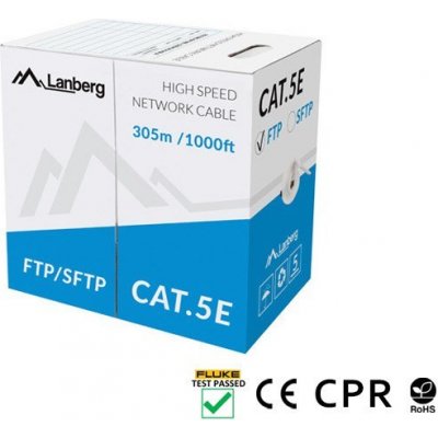 Lanberg LCS5-11CU-0305-S SFTP cat.5e, 305m, šedý – Zboží Živě