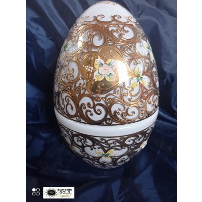 Metropolitan dóza vejce zdobená zlatem a smaltem bílá 30 cm – Zboží Mobilmania