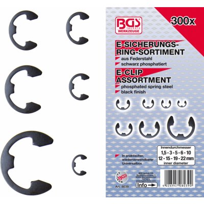 Třmenové pojistky - seger, sada 300 dílů - BGS 8039 – Hledejceny.cz