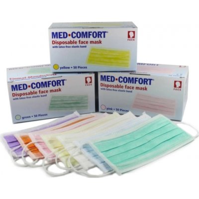 Med-Comfort Ústenky operační 3 vrstvé s gumičkou, zeleno/modré, 50 ks – Zboží Mobilmania