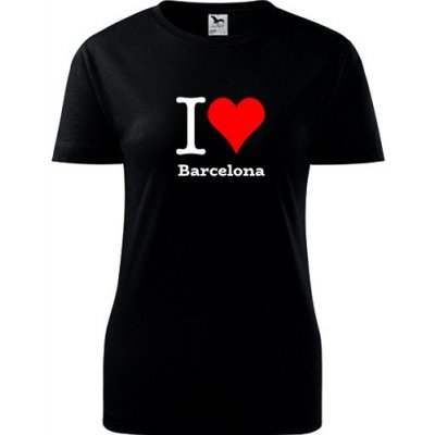 Černé dámské tričko I love Barcelona dárek pro cestovatelku – Zboží Mobilmania