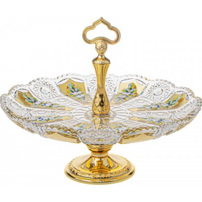 Broušená etažérka, Royal Crystal, 31 cm, Zlatá – Zboží Mobilmania