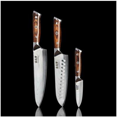 Gudaro-SADA Šéfkuchařský nůž FENG+Santoku kuchyňský nůž+ damaškový kuchyňský nůž GU0001+GU0002+GU0003 – Zboží Mobilmania