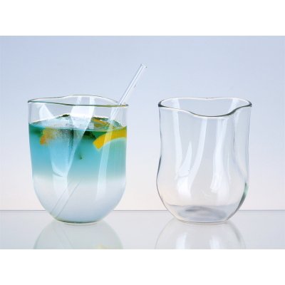 DT GLASS Sklenička organického tvaru z lahve od vína s oblým dnem čirá ů v hnědé krabičce 150 ± 5 mm 6 x 350 ml – Zboží Mobilmania