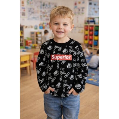 Chlapecké tričko GLO-STORY tenisky dlouhý rukáv černé – Sleviste.cz
