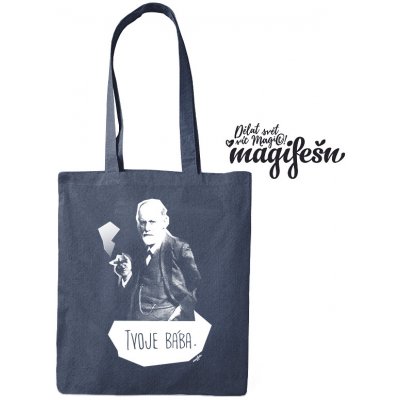 Magifešn Fair Trade taška Medium Freud Tvoje bába Bílá Denim – Zboží Mobilmania