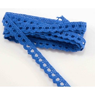 Bavlněná paličkovaná krajka - s obloučky - královsky modrá - šířka 1 cm – Zboží Dáma