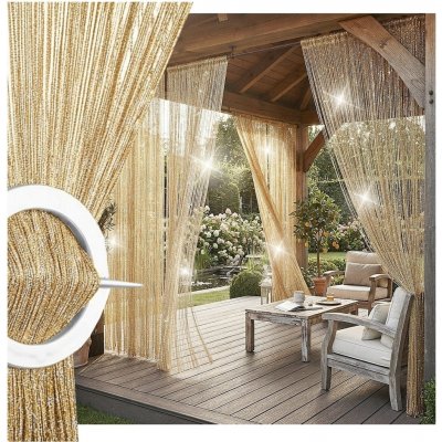 Záclona s provázky polyester 100 cm x 200 cm – Hledejceny.cz