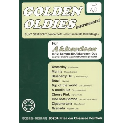 Golden Oldies for Accordion 5 / skladby v úpravě pro jeden nebo dva akordeony – Zboží Mobilmania