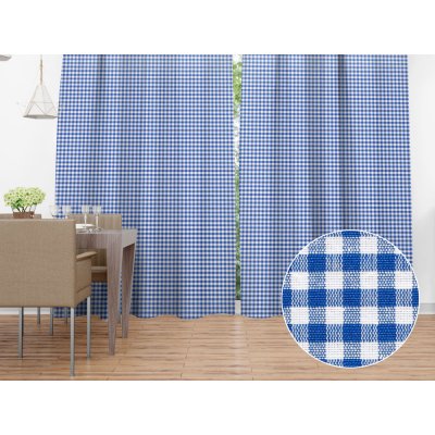 Biante Dekorační závěs Rebeka RE-009 Modro-bílá kostka malá 130x250 cm – Hledejceny.cz