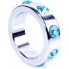 Boss Series Metal Cock Ring With Light Blue Diamonds Medium