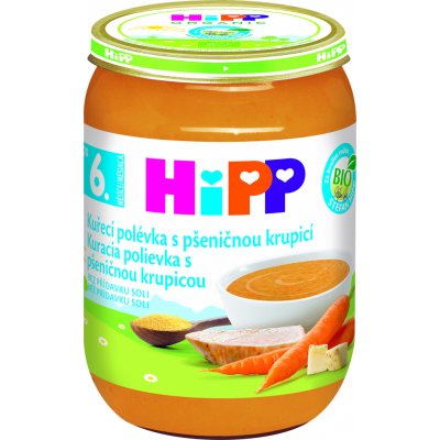 HiPP BIO Kuřecí polévka s pšeničnou krupicí 190 g – Sleviste.cz