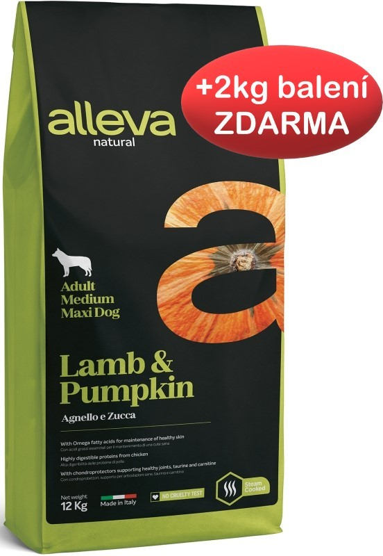 Alleva Natural Adult Medium / Maxi Lamb and Pumpkin 12 kg