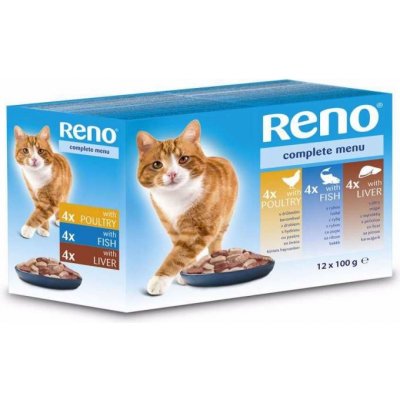Reno Cat drůbeží rybí a játra 12 x 100 g – Zboží Mobilmania