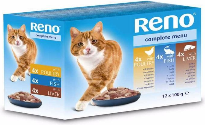 Reno Cat drůbeží rybí a játra 12 x 100 g