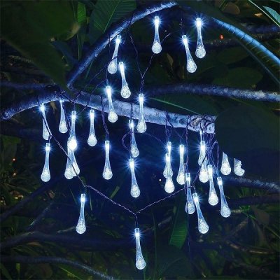 KIK - Solární zahradní světla 6,5m 30LED rampouchy studená bílá – Zboží Mobilmania
