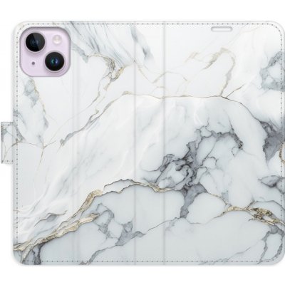 Pouzdro iSaprio Flip s kapsičkami na karty - SilverMarble 15 Apple iPhone 14 Plus – Zboží Mobilmania