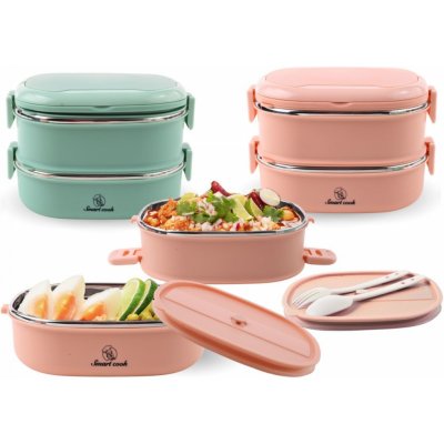 Smartcook Jídlonosič 2 patra + plastová lžíce a vidlička – Zboží Dáma