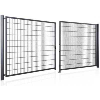 Dvoukřídlá brána BRAVO 2D 4000/1600 mm RAL 7016 | výplň svařovaný 2D panel – Sleviste.cz