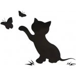 Vinylová samolepka - kočka s motýly (16,0 x 12,0 cm) – Zboží Živě