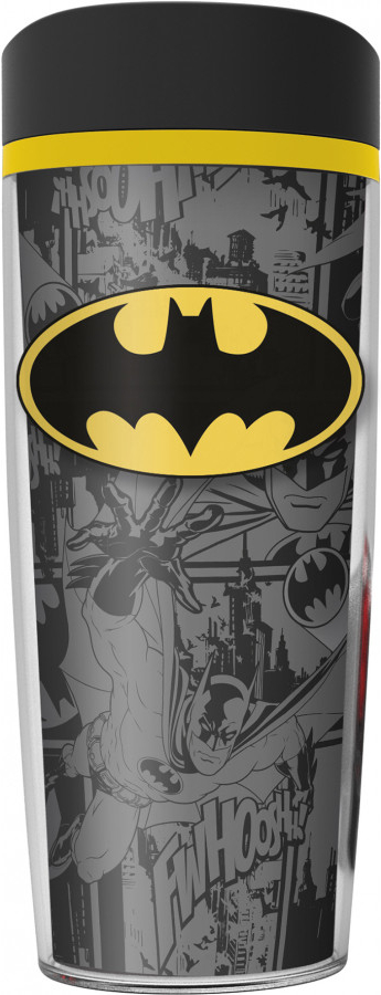 CurePink Plastový cestovní hrnek DC Comics Batman Logo 0533 l