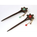 MR Jehla do Vlasů, Elegantní zápich - Dřevená jehlice s květinou, Moderní dáma, Elegance, Retro Style 3362 – Zboží Dáma