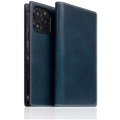 Pouzdro SLG Design D7 Italian Wax Leather pre iPhone 13 Pro - modré