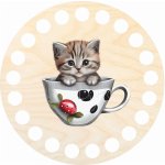 Dřevěný svět online Podtácek, kruh 10 cm, Kotě v hrnku – Zboží Dáma