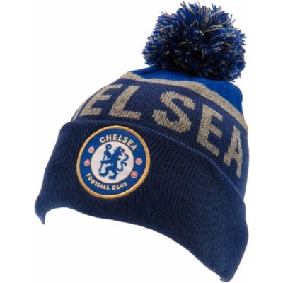 CurePink Zimní čepice s bambulí FC Chelsea Znak modrý – Hledejceny.cz