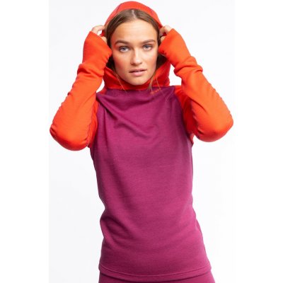 Devold EXPEDITION dámské triko s kapucí Beetroot/Flame – Zboží Dáma