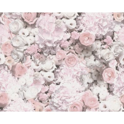 Vliesová tapeta růže přírodní motiv růžová fialová bílá 380082 / Tapety na zeď 38008-2 Trendwall 2 (0,53 x 10,05 m) A.S.Création – Zboží Mobilmania